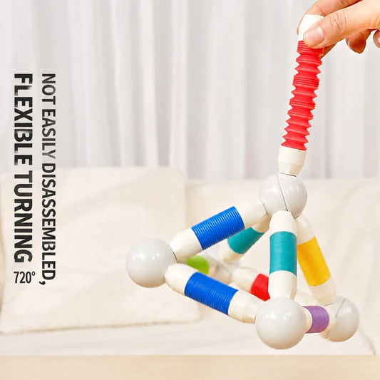 KNYYSECQ Children's Magnetic Stick Building Blocks Toys Boys Girls Puzzle Assembly Telescopic Tube Building Blocks Gifts