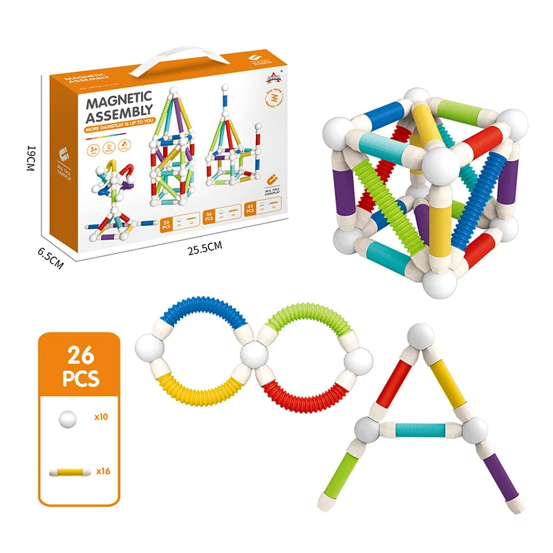 KNYYSECQ Children's Magnetic Stick Building Blocks Toys Boys Girls Puzzle Assembly Telescopic Tube Building Blocks Gifts