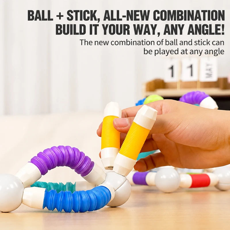 KNYYSECQ Children's Magnetic Stick Building Blocks Toys Boys Girls Puzzle Assembly Telescopic Tube Building Blocks Gifts